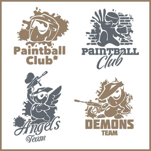 Emblema y logotipo de Paintball - conjunto de vectores listos para vinilo