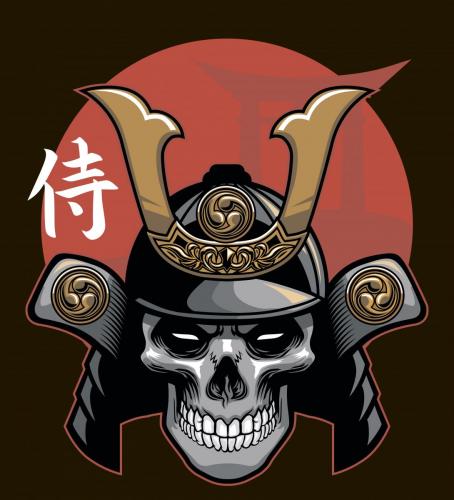 calavera con armadura de samurái