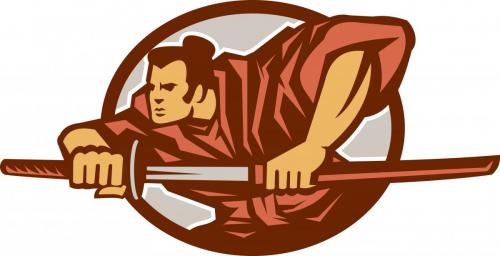 Samurai Warrior Dibujo Espada Lado